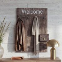 Wandgarderobe Garderobenpaneel Shabby-Look 91x60cm braun shabby Welcome
