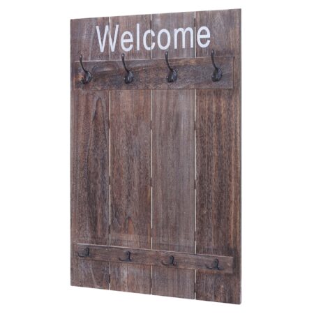Wandgarderobe Garderobenpaneel Shabby-Look 91x60cm braun shabby Welcome