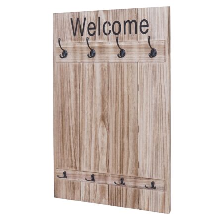 Wandgarderobe Garderobenpaneel Shabby-Look 91x60cm naturbraun Welcome