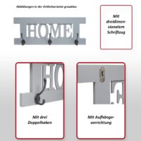 Wandgarderobe Garderobenpaneel Shabby-Look Vintage 55x21cm grau-blau Home