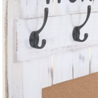 Wandgarderobe mit Pinnwand Garderobenpaneel 8 Haken 91x60cm weiss shabby