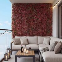 Künstliches Pflanzen Wandpaneel Ahorn rot 1 m² Sichtschutz