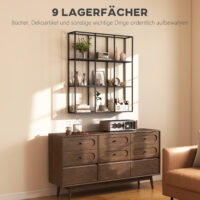 Wandregal Metallregal industriell mit 9 Fächern für Wohnzimmer