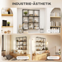 Wandregal Metallregal industriell mit 9 Fächern für Wohnzimmer
