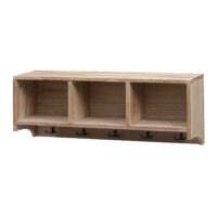 Wandregal Garderobe mit 3 Staufächern 5 Haken 30x80x20cm naturbraun