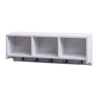 Wandregal Garderobe mit 3 Staufächern 5 Haken 30x80x20cm weiss shabby