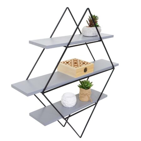 Wandregal JAM-A80 Industriedesign Echtholz 60x55x12cm grau-blau