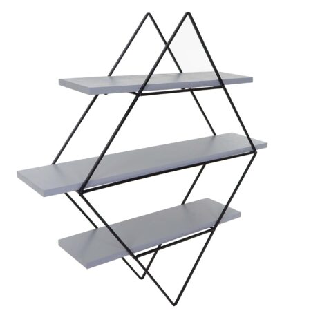 Wandregal JAM-A80 Industriedesign Echtholz 60x55x12cm grau-blau