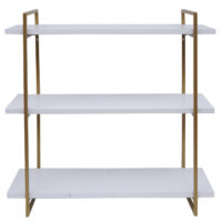 Wandregal JAM-K78 Schweberegal 60x60x18cm weiss Metall gold
