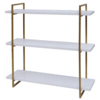 Wandregal JAM-K78 Schweberegal 60x60x18cm weiss Metall gold