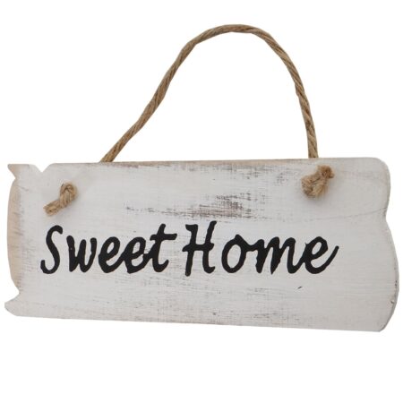 Wandschild Dekoschild Holzschild Shabby-Look 10x25x1cm weiss Sweet Home