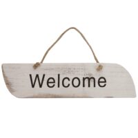 Wandschild Dekoschild Holzschild Shabby-Look 10x43x1cm weiss Welcome