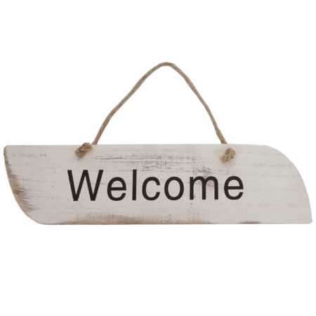 Wandschild Dekoschild Holzschild Shabby-Look 10x43x1cm weiss Welcome