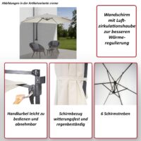 Wandschirm Ampelschirm Balkonschirm 3m neigbar türkis