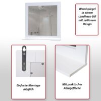 Wandspiegel Badspiegel mit Ablage Landhaus 58x59x12cm weiss