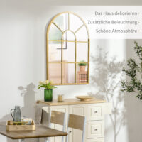 Wandspiegel Fensterdesign mit Metallrahmen 70x50cm gold