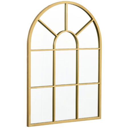 Wandspiegel Fensterdesign mit Metallrahmen 70x50cm gold