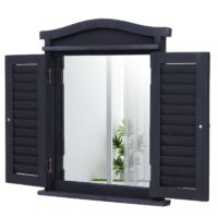 Wandspiegel Spiegelfenster mit Fensterläden 53x42x5cm dunkelgrau