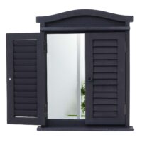 Wandspiegel Spiegelfenster mit Fensterläden 53x42x5cm dunkelgrau
