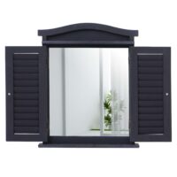 Wandspiegel Spiegelfenster mit Fensterläden 53x42x5cm dunkelgrau