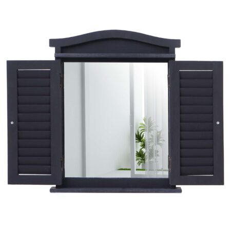 Wandspiegel Spiegelfenster mit Fensterläden 53x42x5cm dunkelgrau