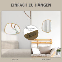Wandspiegel Vintage 70x50cm Massivholz natur