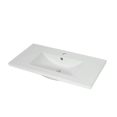 Waschbecken Handwaschbecken Keramik eckig 92cm weiss