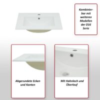 Waschbecken Handwaschbecken Keramik eckig 92cm weiss