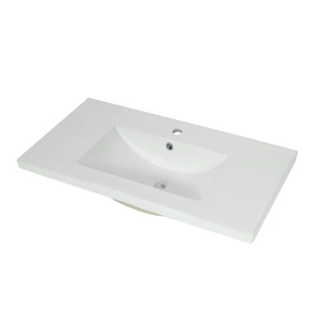Waschbecken Keramik eckig 81cm weiss