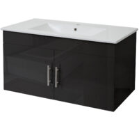 Waschbecken mit Unterschrank Hochglanz 90cm schwarz