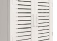 Waschbeckenunterschrank Badschrank mit Staufach Bambus 60x60x30cm weiss