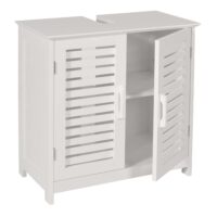 Waschbeckenunterschrank Badschrank mit Staufach Bambus 60x60x30cm weiss