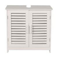 Waschbeckenunterschrank Badschrank mit Staufach Bambus 60x60x30cm weiss