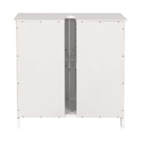 Waschbeckenunterschrank Badschrank mit Staufach Bambus 60x60x30cm weiss
