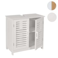 Waschbeckenunterschrank Badschrank mit Staufach Bambus 60x60x30cm weiss