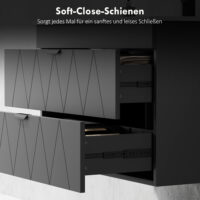 Waschbeckenunterschrank hängend mit Keramikbecken Soft-Close schwarz