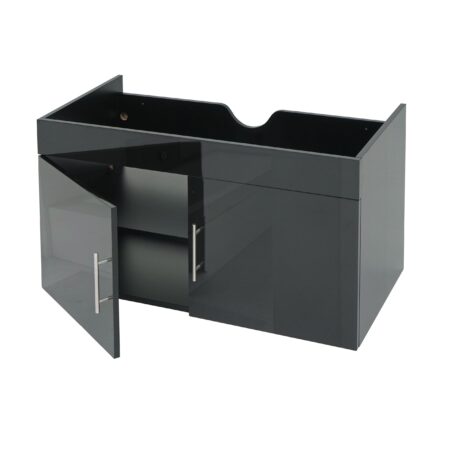 Waschbeckenunterschrank Hochglanz 90cm schwarz