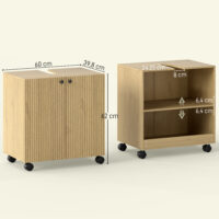 Waschbeckenunterschrank Bad mit Regal und Rollen aus Holz