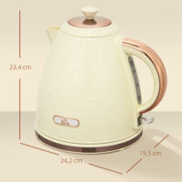 Wasserkocher Schnellkocher mit Sichtfenster und Filter 2200W beige
