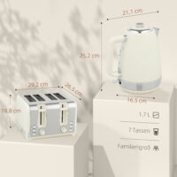 Wasserkocher und 4-Scheiben-Toaster Set 1,7L 2200W 7 Stufen