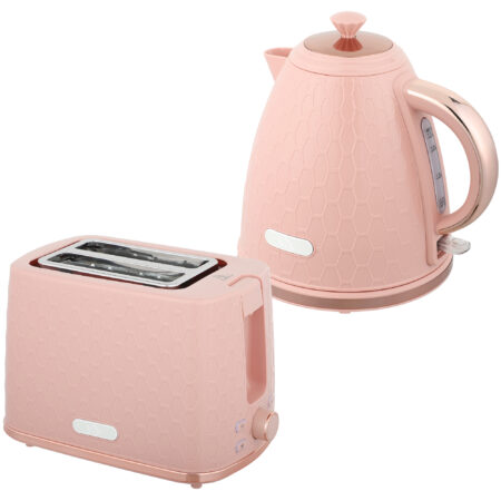 Wasserkocher und Toaster Set mit Abschaltung 1,7L 2200W rosa