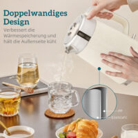 Wasserkocher und Toaster Set mit Schnellkochfunktion und Filter creme