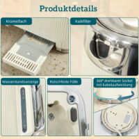 Wasserkocher und Toaster Set mit Schnellkochfunktion und Filter creme