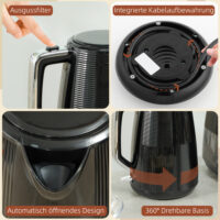 Wasserkocher und Toaster Set 1,7 L Edelstahl schwarz