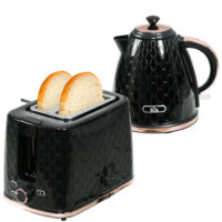 Wasserkocher und Toaster Set mit LED 1,7L schwarz