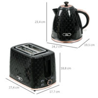 Wasserkocher und Toaster Set mit LED 1,7L schwarz