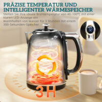 Wasserkocher und Toaster Set Retro Design LED 1,7L 2200W schwarz