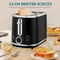 Wasserkocher und Toaster Set Retro Design LED 1,7L 2200W schwarz