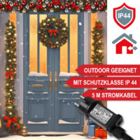 Beleuchtete Weihnachts-Girlande mit Deko für Innen- und Außenbereich.