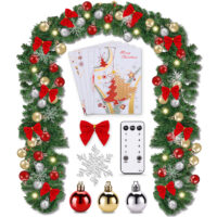 Beleuchtete Weihnachts-Girlande mit Deko für Innen- und Außenbereich.